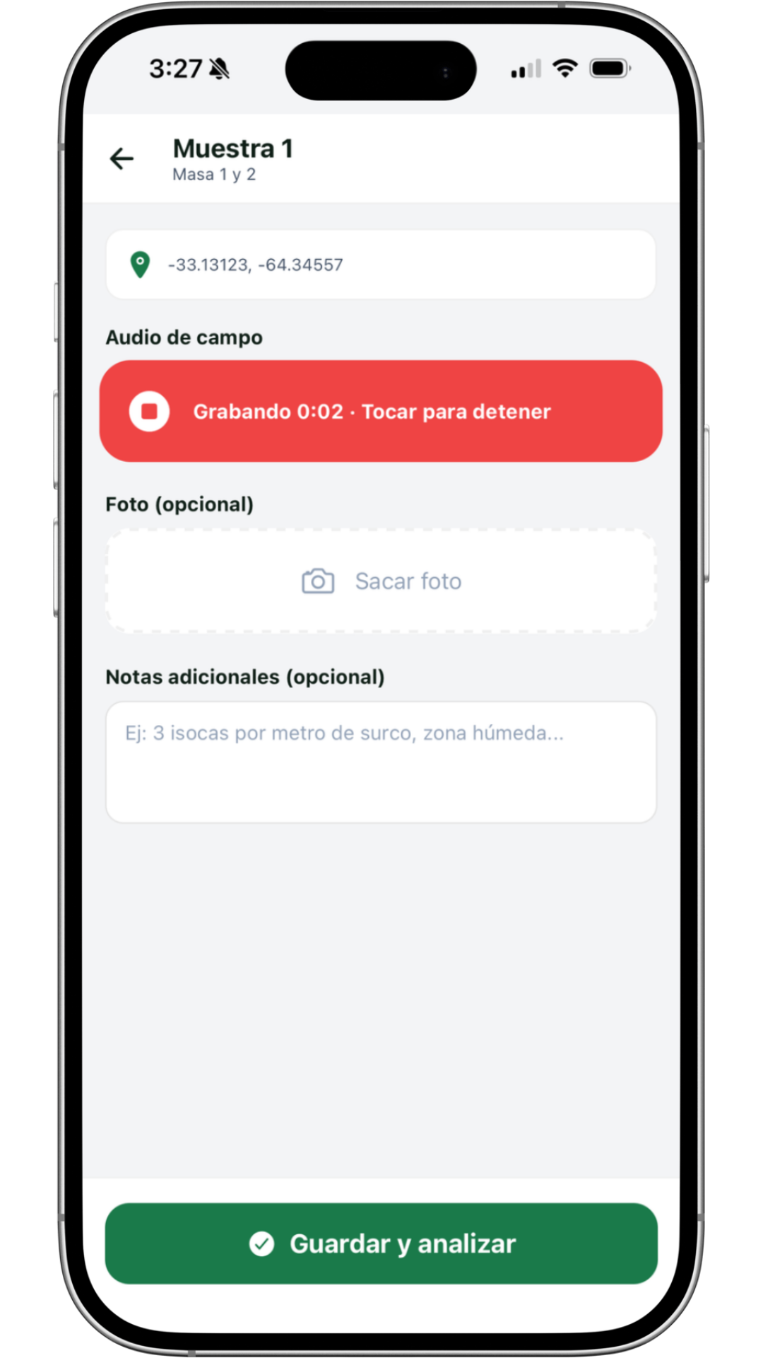 Recorrida activa en la app móvil de ScoutField